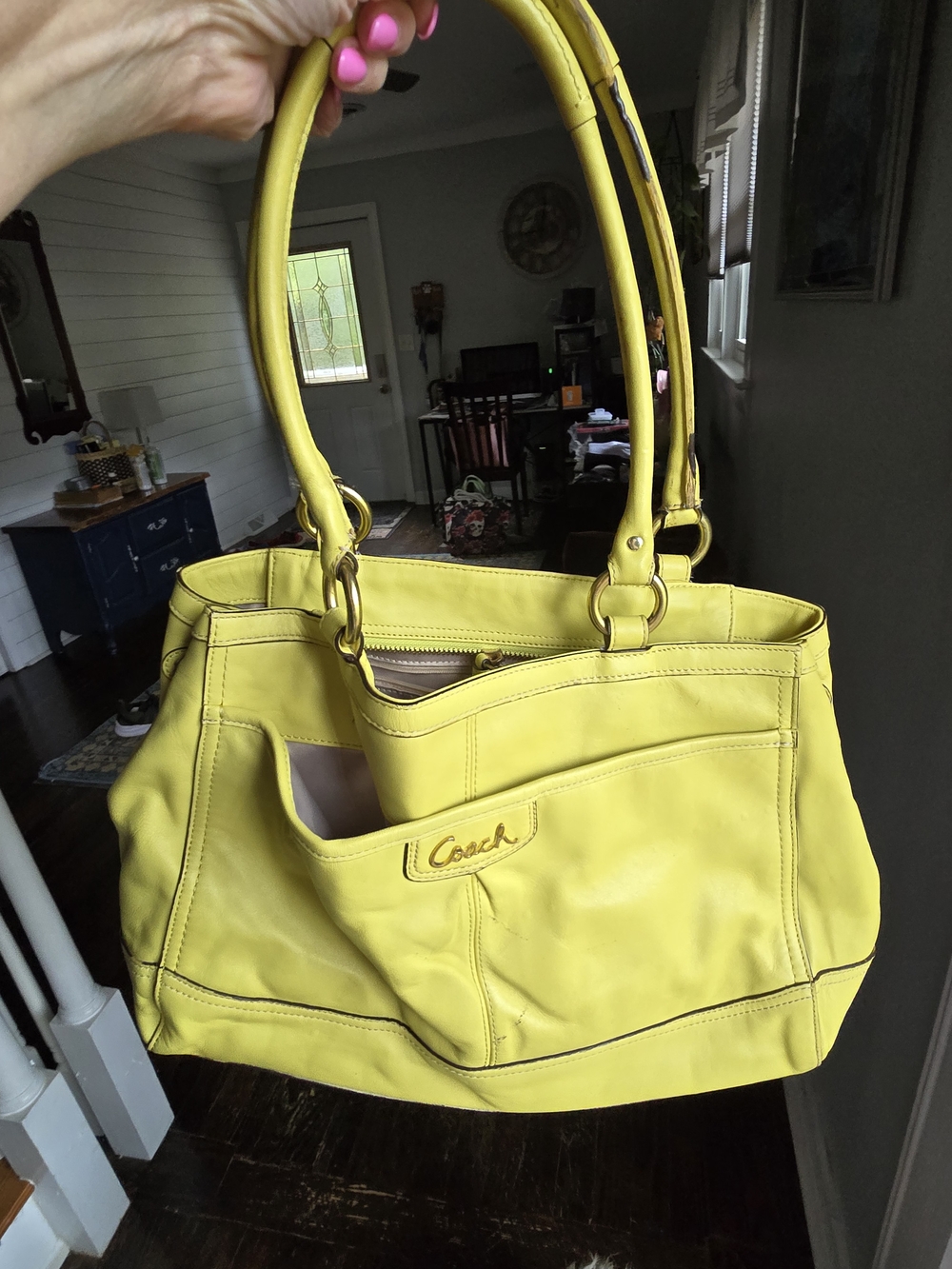 Project Coach Yellow Leather Shoulder Tote